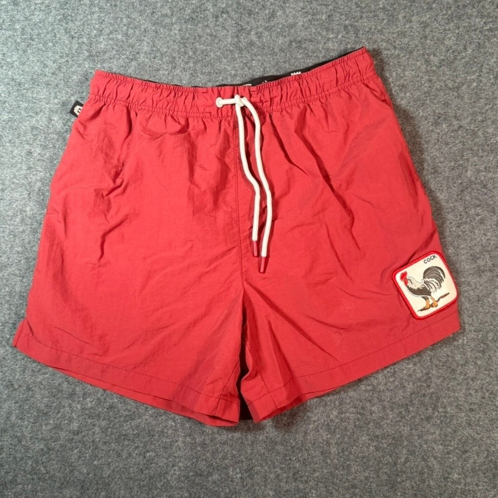 Goorin Bros The Farm Protector‎ Red Rooster Patch Swim Trunks Shorts Men Small